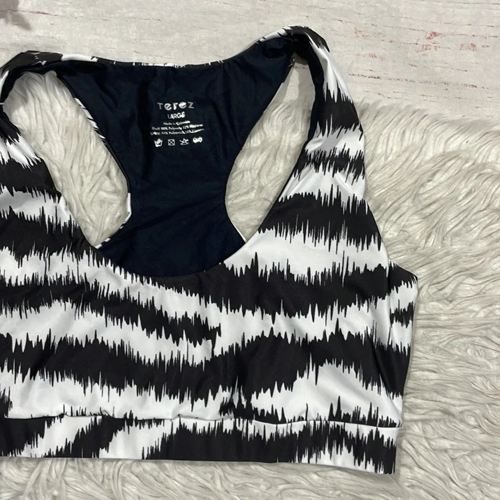 NWT Terez Black White Zebra Patterned Swim Bikini Top